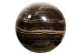 Swirling Polished Chocolate Calcite Sphere w/ Base - Pakistan #339406-2